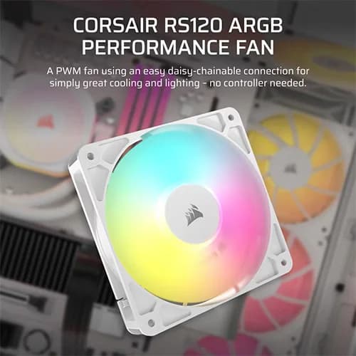 Corsair RS120 ARGB White 120mm PWM Cabinet Fan